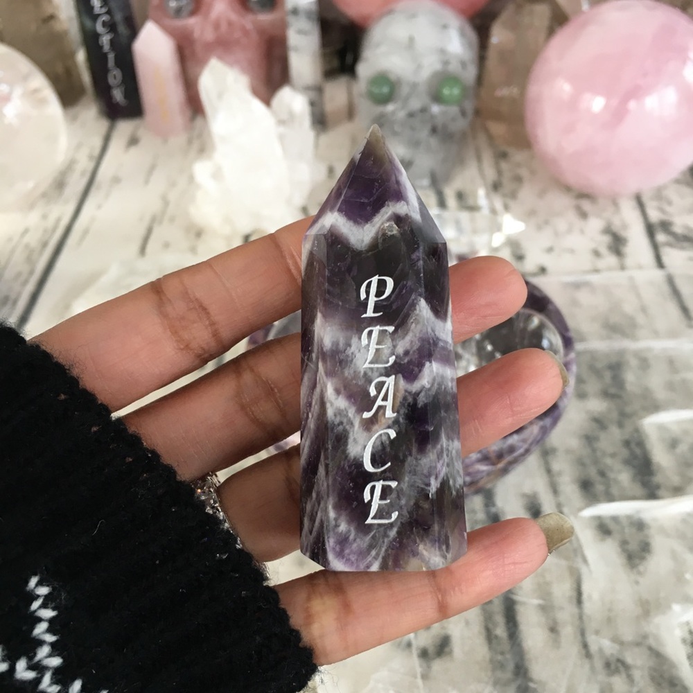 Engraved Amethyst Tower